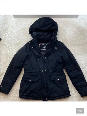 Ariat Women’s Black Hooded Utility Jacket Warm Quilted Coat Sz M